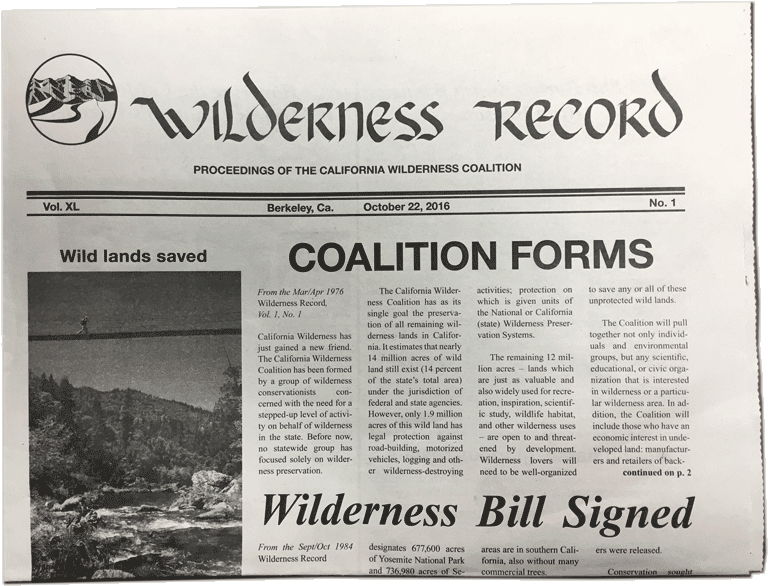 CalWild Wilderness Record, October 22, 2016.