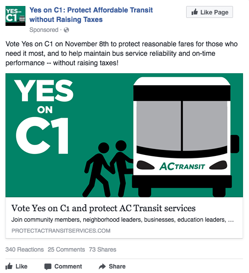 Yes on C1 Facebook ad - general